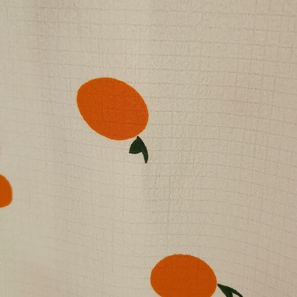 Womens Cream Textured Button Up Short Sleeve Shirt Size XL Oranges Lightweight - Picture 3 of 9